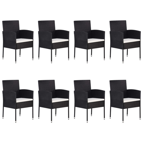 vidaXL 9-piece Garden Dining Set Poly Rattan Black