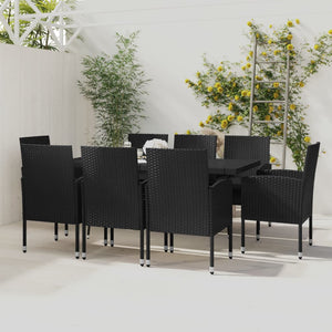vidaXL 9-piece Garden Dining Set Poly Rattan Black