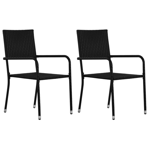 vidaXL 3-Piece Garden Dining Set Poly Rattan Black