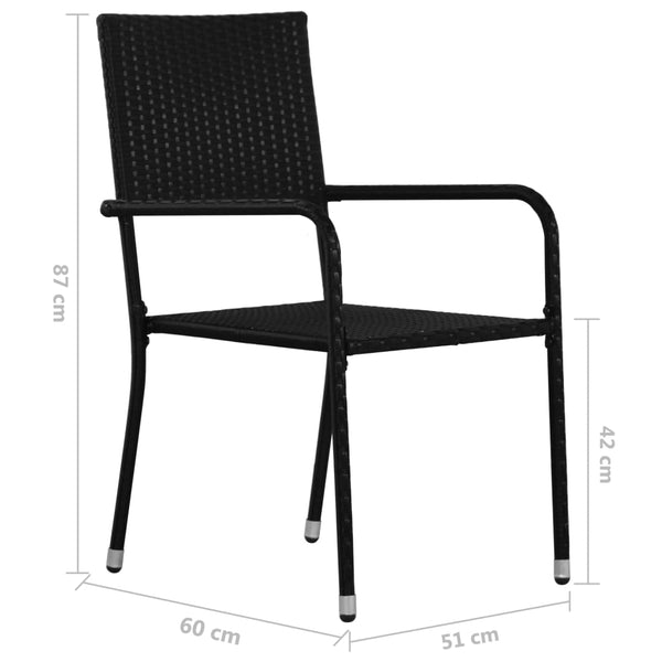 vidaXL 3-Piece Garden Dining Set Poly Rattan Black