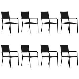 vidaXL 9-piece Garden Dining Set Poly Rattan Black