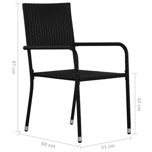 vidaXL 9-piece Garden Dining Set Poly Rattan Black
