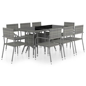 vidaXL 9-piece Outdoor Dining Set Poly Rattan Anthracite and Grey