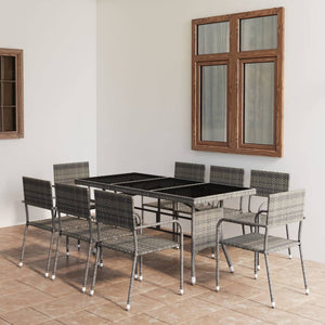vidaXL 9-piece Outdoor Dining Set Poly Rattan Anthracite and Grey