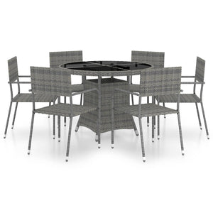 vidaXL 7-Piece Garden Dining Set Poly Rattan Anthracite and Grey