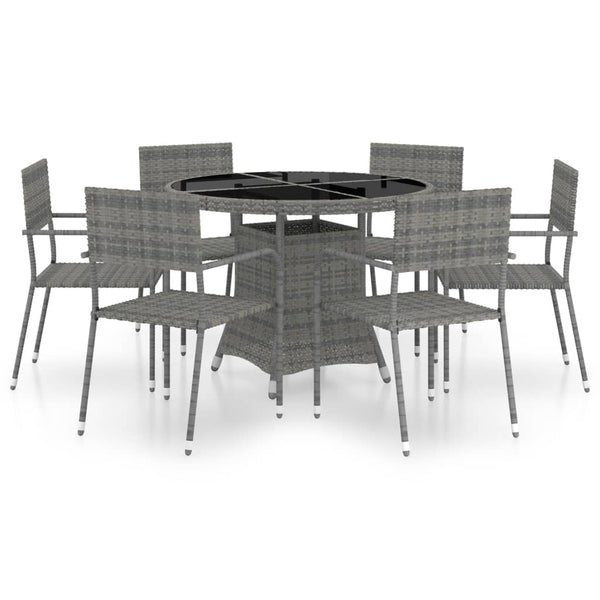 vidaXL 7-Piece Garden Dining Set Poly Rattan Anthracite and Grey