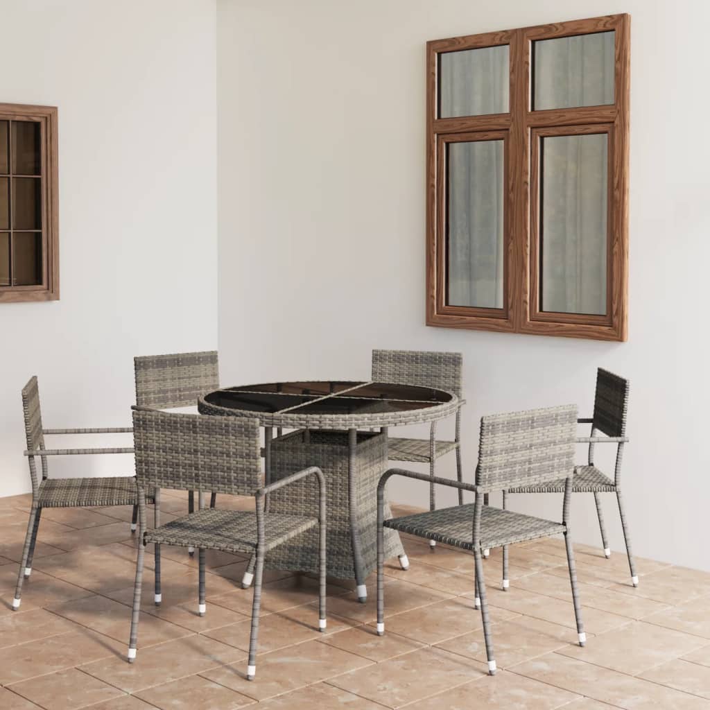 vidaXL 7-Piece Garden Dining Set Poly Rattan Anthracite and Grey
