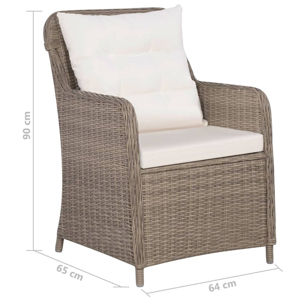 vidaXL 7-Piece Garden Dining Set Poly Rattan Brown