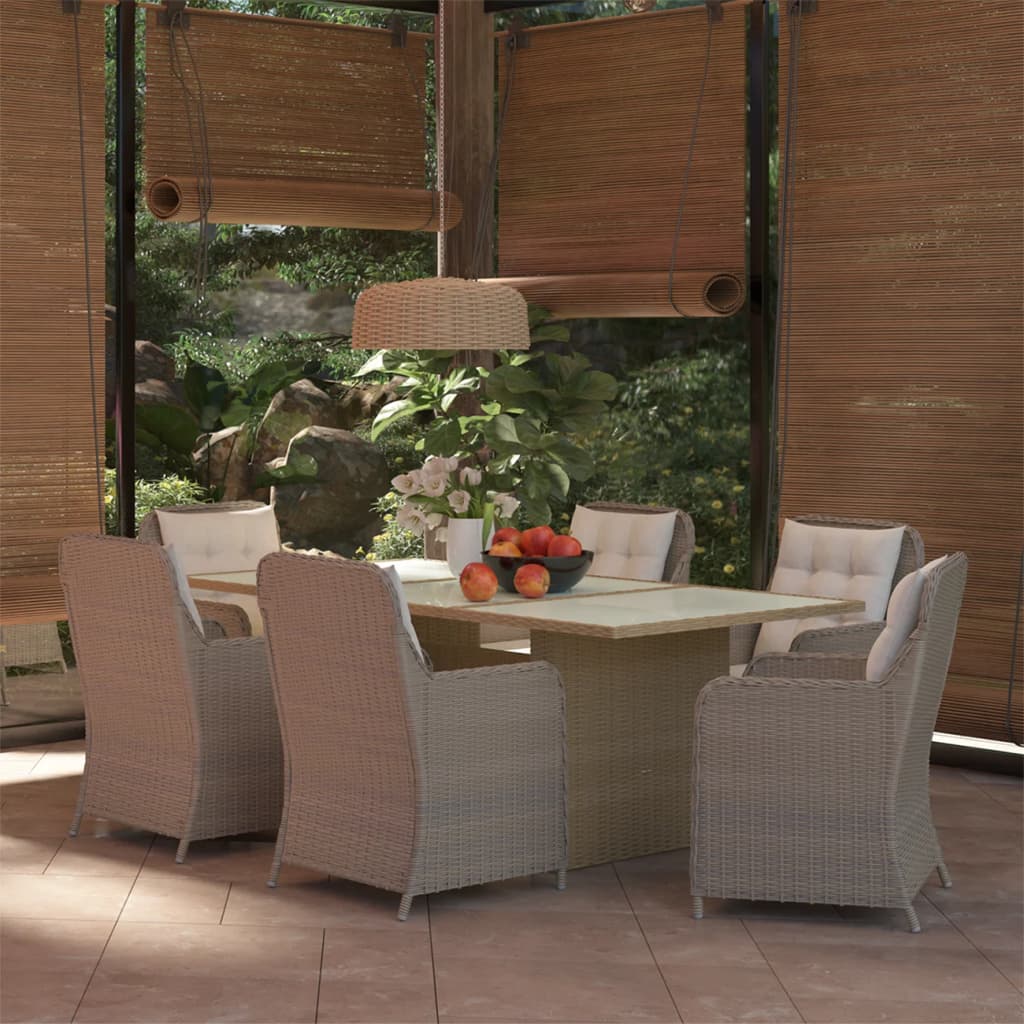 vidaXL 7-Piece Garden Dining Set Poly Rattan Brown