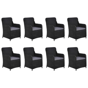 vidaXL 9-piece Garden Dining Set Poly Rattan Black