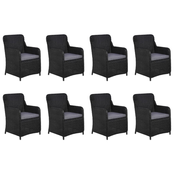 vidaXL 9-piece Garden Dining Set Poly Rattan Black