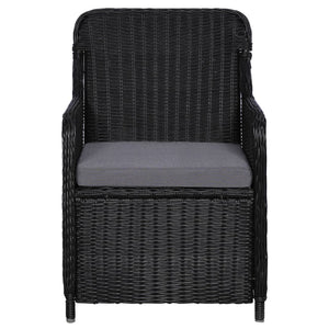 vidaXL 9-piece Garden Dining Set Poly Rattan Black