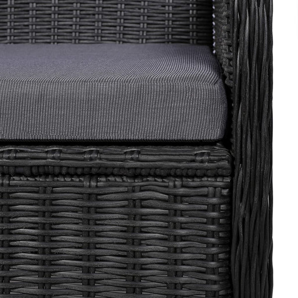 vidaXL 9-piece Garden Dining Set Poly Rattan Black