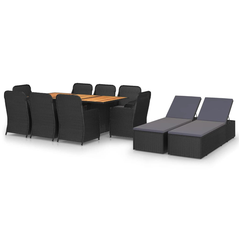 vidaXL 11-piece Outdoor Dining Set Poly Rattan Black