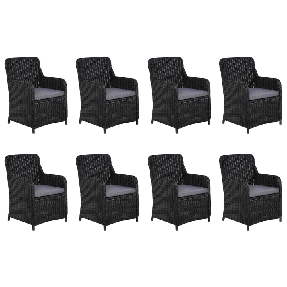 vidaXL 11-piece Outdoor Dining Set Poly Rattan Black