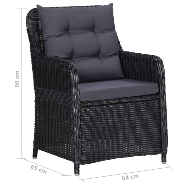vidaXL 9-piece Garden Dining Set Poly Rattan Black
