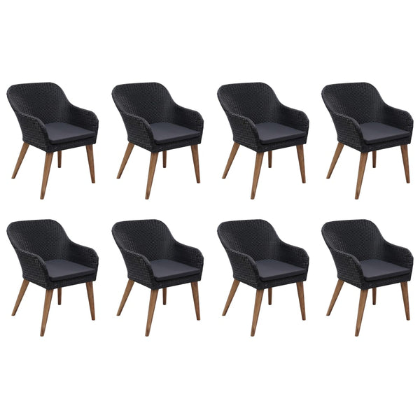 vidaXL 9-piece Garden Dining Set Poly Rattan Black
