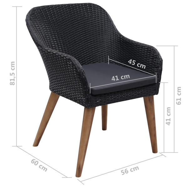 vidaXL 9-piece Garden Dining Set Poly Rattan Black
