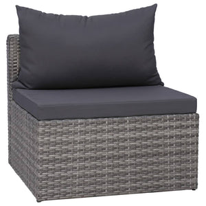 vidaXL 7-piece Garden Lounge Set with Cushions Poly Rattan Grey