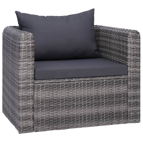 vidaXL 7-piece Garden Lounge Set with Cushions Poly Rattan Grey