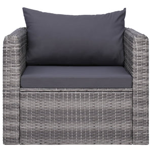 vidaXL 7-piece Garden Lounge Set with Cushions Poly Rattan Grey