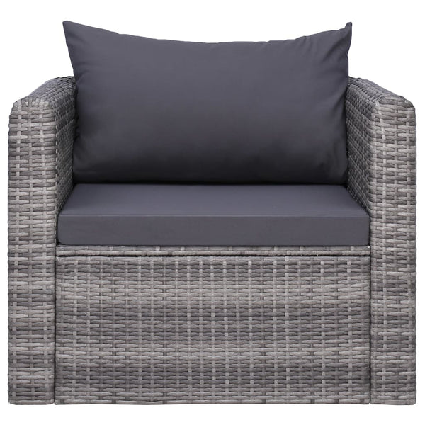 vidaXL 7-piece Garden Lounge Set with Cushions Poly Rattan Grey