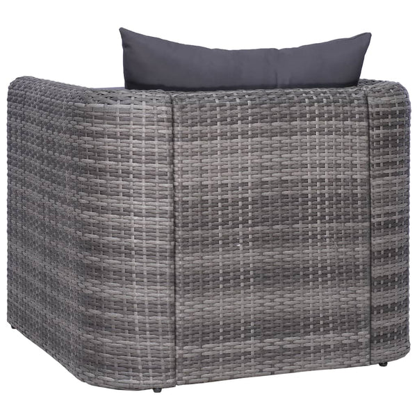 vidaXL 7-piece Garden Lounge Set with Cushions Poly Rattan Grey