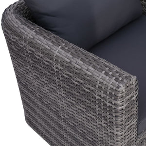 vidaXL 7-piece Garden Lounge Set with Cushions Poly Rattan Grey