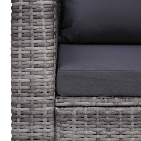 vidaXL 7-piece Garden Lounge Set with Cushions Poly Rattan Grey