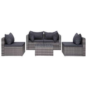vidaXL 7-piece Garden Lounge Set with Cushions Poly Rattan Grey