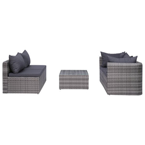 vidaXL 7-piece Garden Lounge Set with Cushions Poly Rattan Grey
