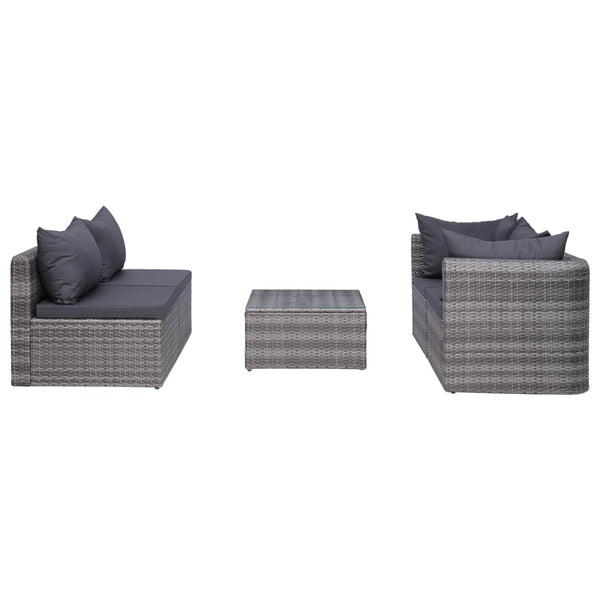 vidaXL 7-piece Garden Lounge Set with Cushions Poly Rattan Grey