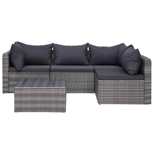 vidaXL 7-piece Garden Lounge Set with Cushions Poly Rattan Grey