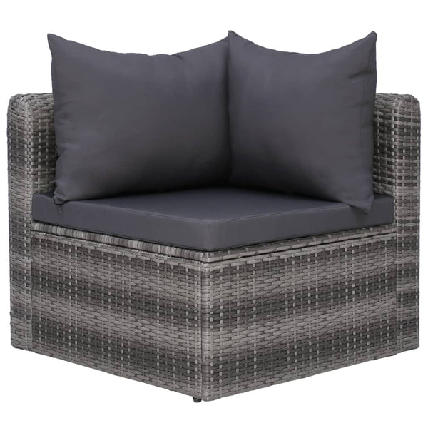 vidaXL 7-piece Garden Lounge Set with Cushions Poly Rattan Grey