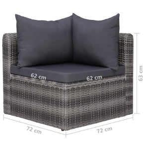 vidaXL 7-piece Garden Lounge Set with Cushions Poly Rattan Grey