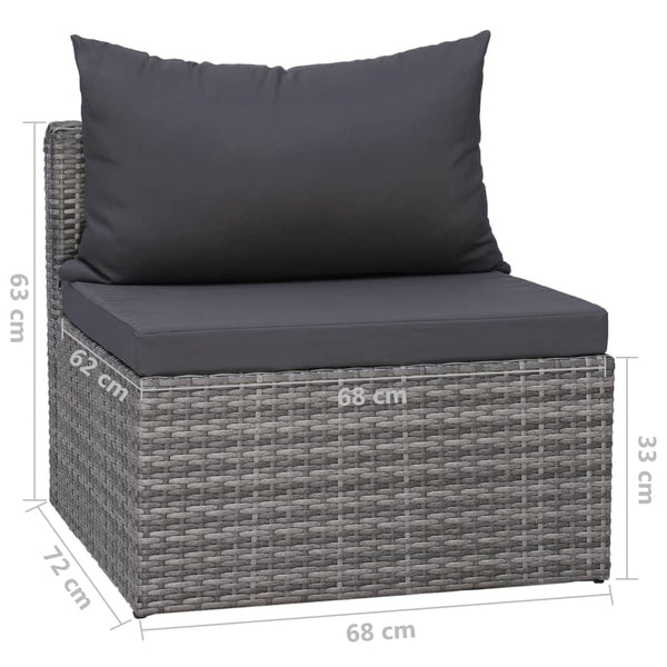 vidaXL 7-piece Garden Lounge Set with Cushions Poly Rattan Grey