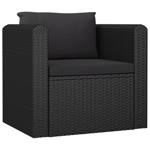 vidaXL 10-Piece Garden Lounge Set with Cushions Poly Rattan Black