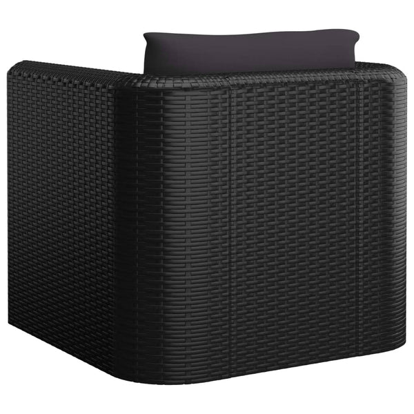 vidaXL 10-Piece Garden Lounge Set with Cushions Poly Rattan Black