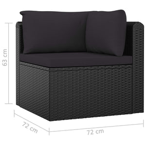 vidaXL 10-Piece Garden Lounge Set with Cushions Poly Rattan Black