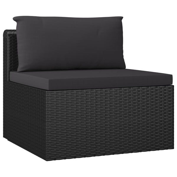 vidaXL 10-Piece Garden Lounge Set with Cushions Poly Rattan Black