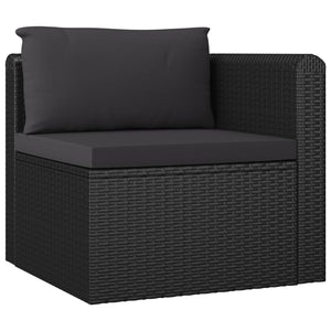 vidaXL 11-Piece Garden Lounge Set with Cushions Poly Rattan Black