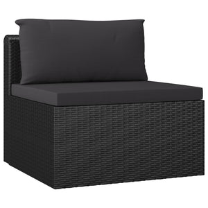vidaXL 11-Piece Garden Lounge Set with Cushions Poly Rattan Black