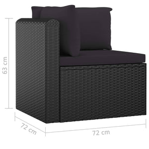 vidaXL 11-Piece Garden Lounge Set with Cushions Poly Rattan Black