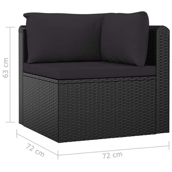vidaXL 11-Piece Garden Lounge Set with Cushions Poly Rattan Black