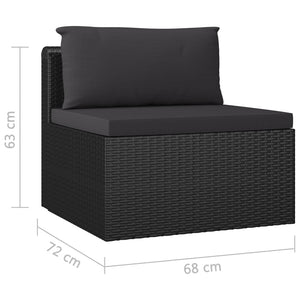 vidaXL 11-Piece Garden Lounge Set with Cushions Poly Rattan Black