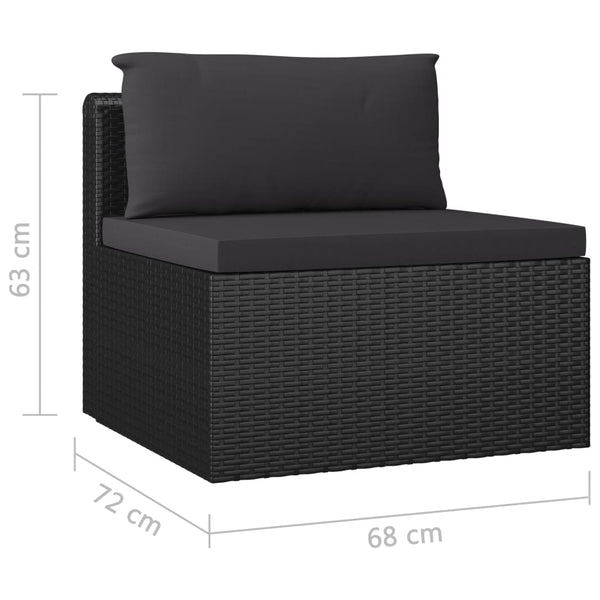 vidaXL 11-Piece Garden Lounge Set with Cushions Poly Rattan Black