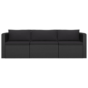vidaXL 10-Piece Garden Lounge Set with Cushions Poly Rattan Black