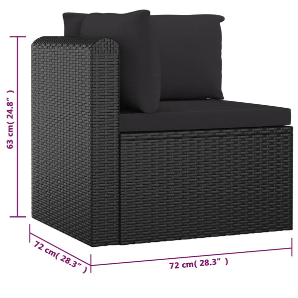 vidaXL 10-Piece Garden Lounge Set with Cushions Poly Rattan Black