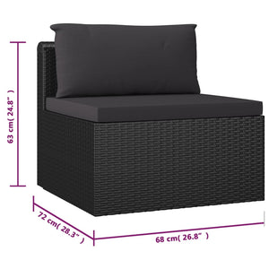 vidaXL 10-Piece Garden Lounge Set with Cushions Poly Rattan Black
