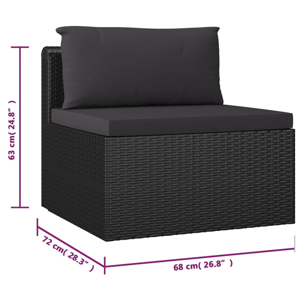vidaXL 10-Piece Garden Lounge Set with Cushions Poly Rattan Black